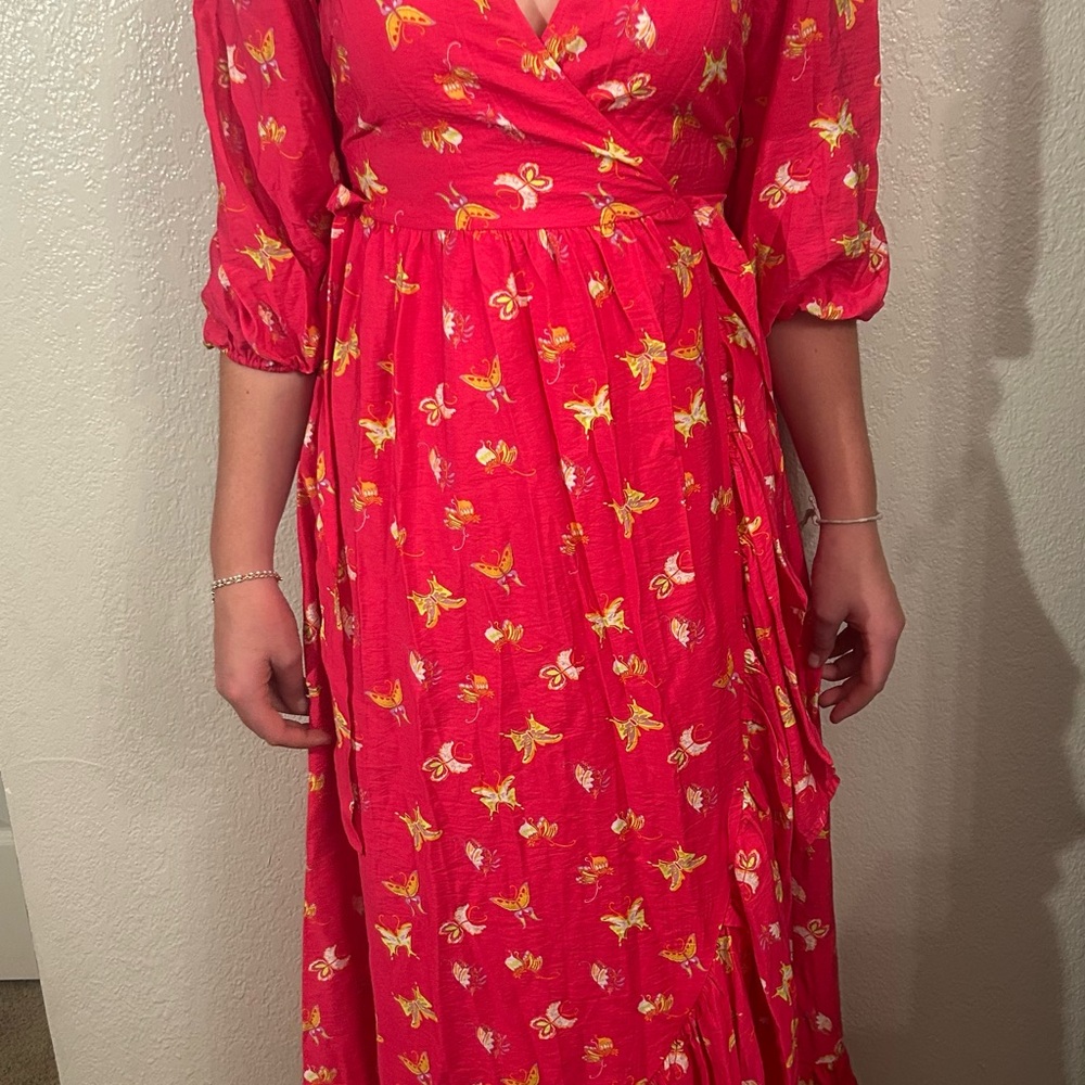 Floral Pink Wrap Dress